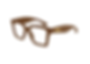 Bottega Veneta 1458 Translucent Brown & Gold Classic Bold Feminine Eyeglass Frame Front/Side View
