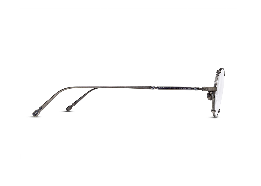 Matsuda M3150 Antique Silver Subtly Detailed Lightweight Titanium Eyeglass Frame Side View