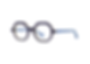 Anne & Valentin Abira Eggplant, Cream & Periwinkle Subtly Curved Petite Octagonal Eyeglass Frame Front/Side View