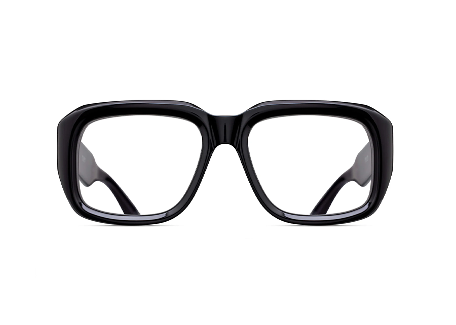 Matsuda M1036 Black & Gold Bold Japanese Acetate Eyeglass Frame Front View