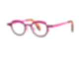 Theo Asscher Lilac Matte & Fluorescent Pink Angular Titanium Geometric Eyeglass Frame Front/Side View