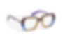 JF Rey Volte Face Ulrica Brown & Blue Gradient Intricately Patterned Square Eyeglass Frame Front/Side View