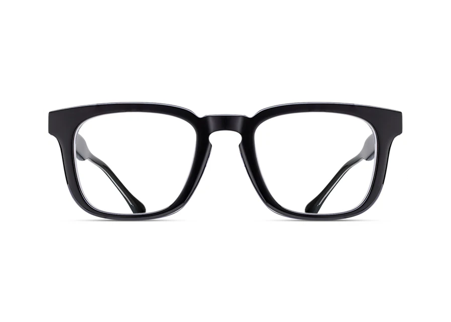 Matsuda M1031 Black Iconic Metal-Inlaid Rectangular Eyeglass Frame Front View