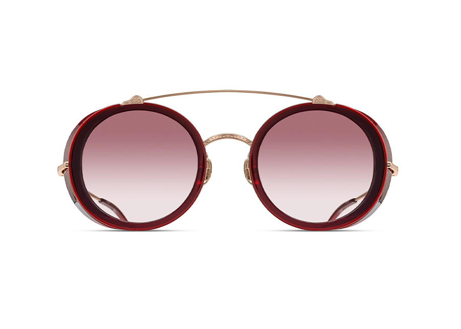 Thumbnail: Matsuda M3155 Rose Gold & Bordeaux Top Bar and Side Shield Adorned Sunglass Frame with Rose Gradient Lenses Front View
