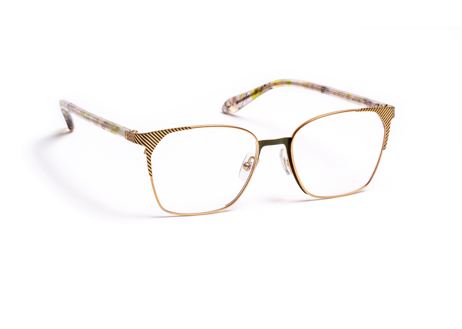 JF Rey Petite PM085 Rose Gold Visually Captivating Lightweight Eyeglass Frame Front/Side View