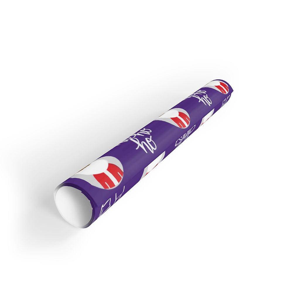 Thumbnail: Black Santa Ho Gift Wrapping Paper Roll - PURPLE