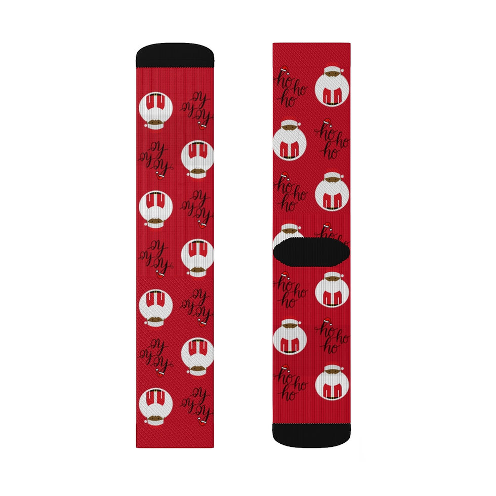 Thumbnail: Crew Socks - BLACK SANTA HO - Red