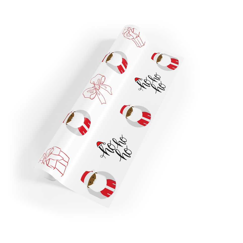 Black Santa Ho Gift Wrapping Paper Roll - WHITE