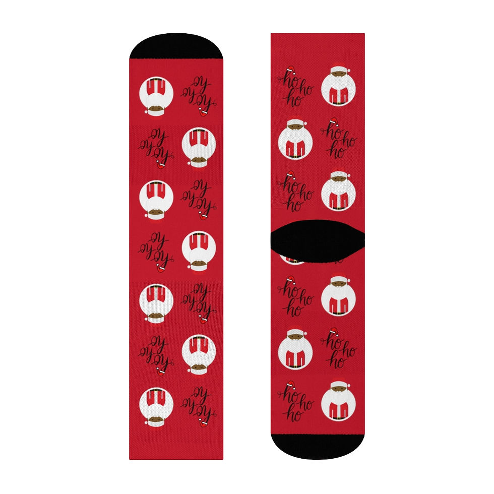 Thumbnail: Crew Socks - BLACK SANTA HO - Red