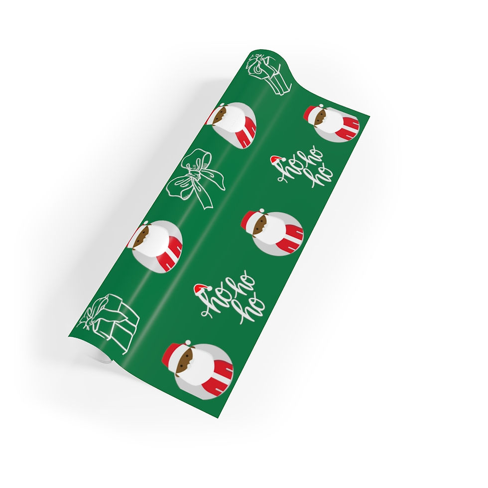Black Santa Ho Gift Wrapping Paper Roll - GREEN