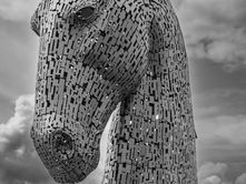 Kelpies Solo B&W - The Kelpies, Falkirk, Scotland