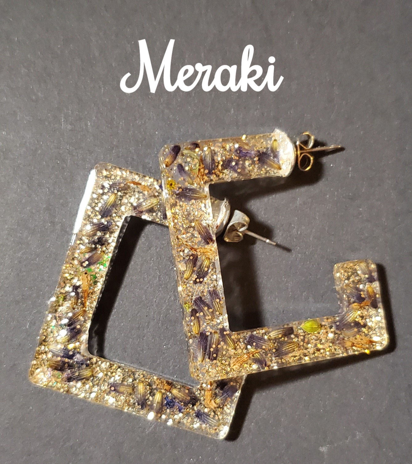 Square Lavender Earrings