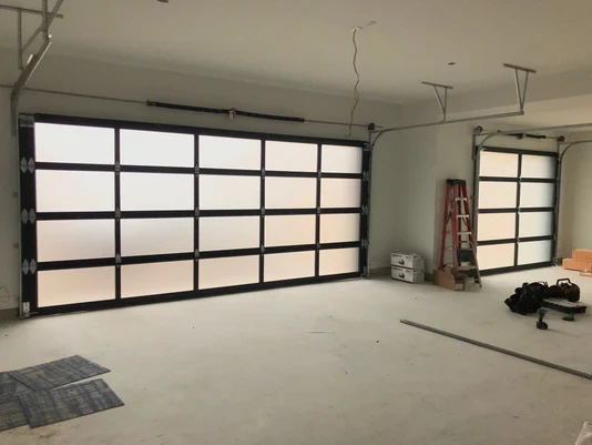 Thumbnail: Aluminum Garage Door with Frosted Laminated Glass