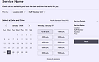 The Calendar for selecting dates and times for Swim Lessons