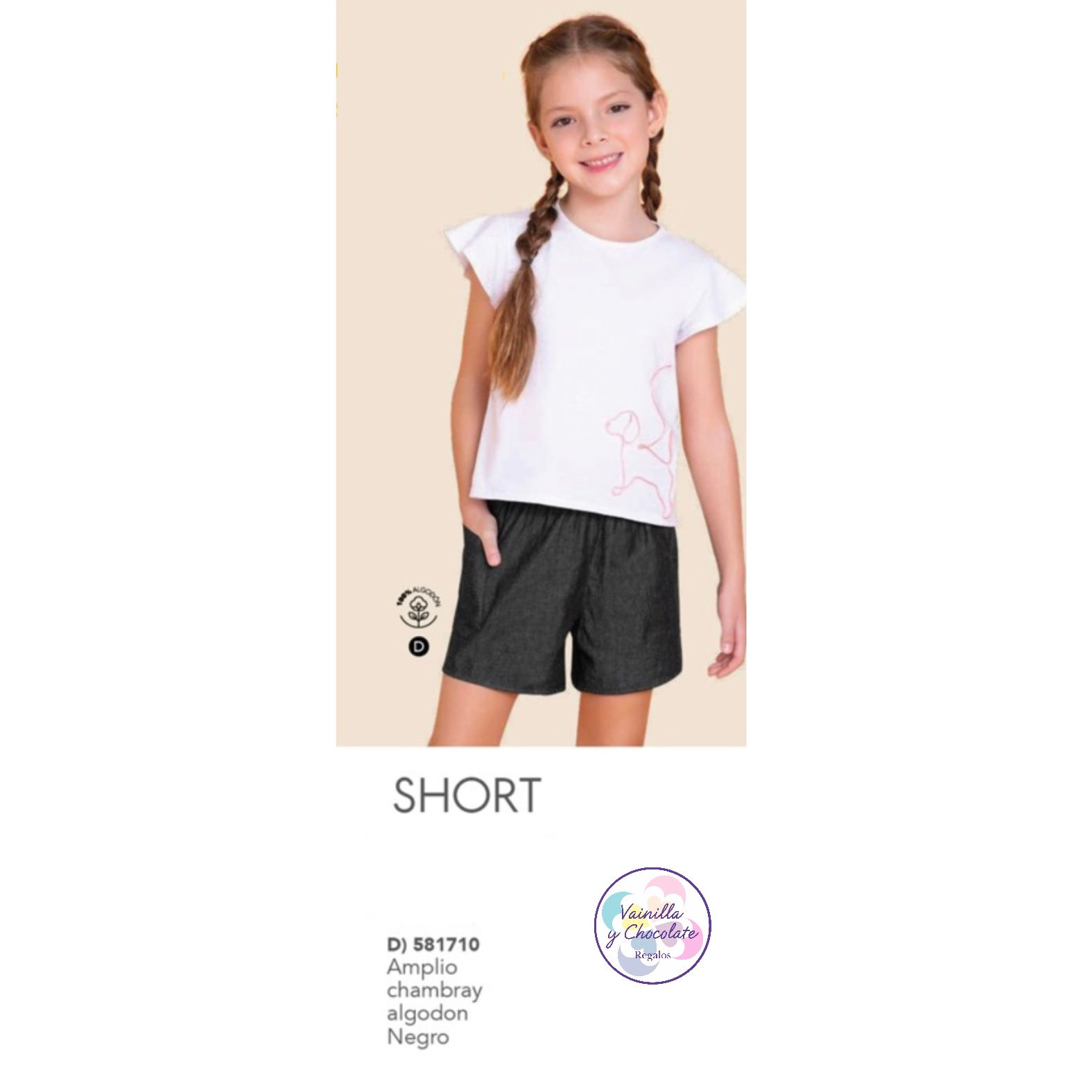 Short, gris, talla 14.