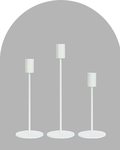 White Tapered Candle Holders for hire from Bloom Illusions
