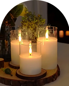 LED Pillar Candles for hire from Bloom Illusions