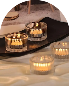 Glass Tealight Candle Holders for hire from Bloom Illusions