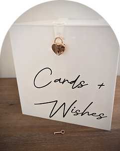 White Acrylic Card Box for hire from Bloom Illusions