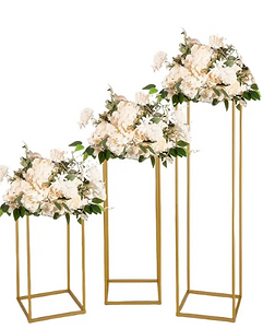 Gold Chrome Frame Plinths for hire from Bloom Illusions