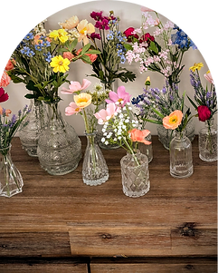 Mixed Clear Glass Bud Vases for hire from Bloom Illusions.