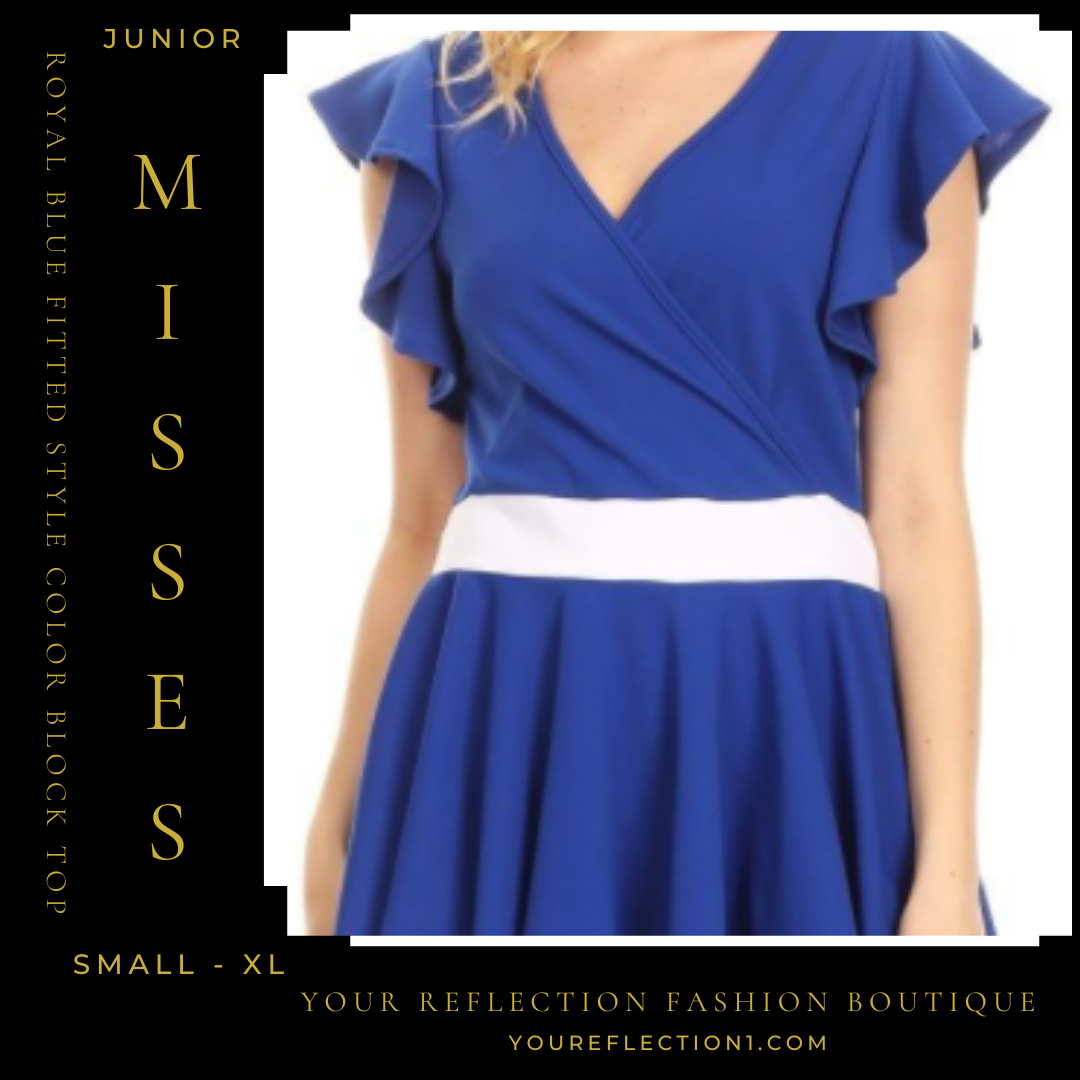 *Royal Blue - Fitted Style Color Block Top