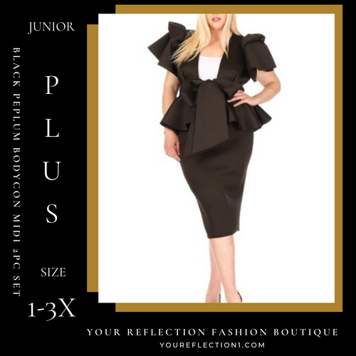 Black Mystique Peplum Bodycon Skirt main image 1