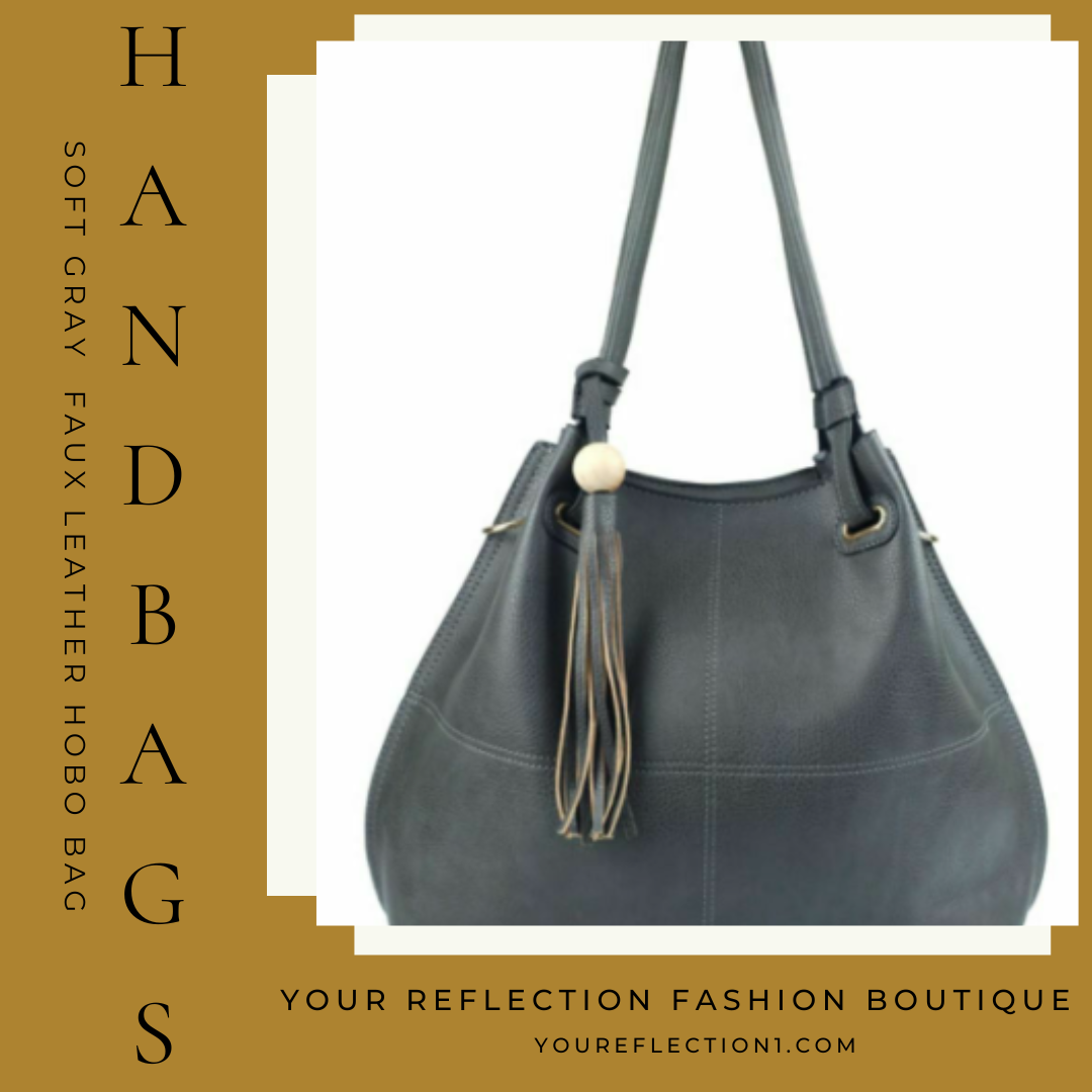 SOFT GRAY Faux Leather Hobo Bag