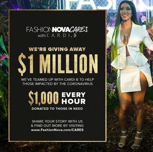 Cardi B Partners up with FashionNova to Give Back to Families and Individuals in Need (COVID-19)