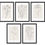 Thumbnail: Set of five minimalist botanical line drawings in black frames on beige background modern wall art set