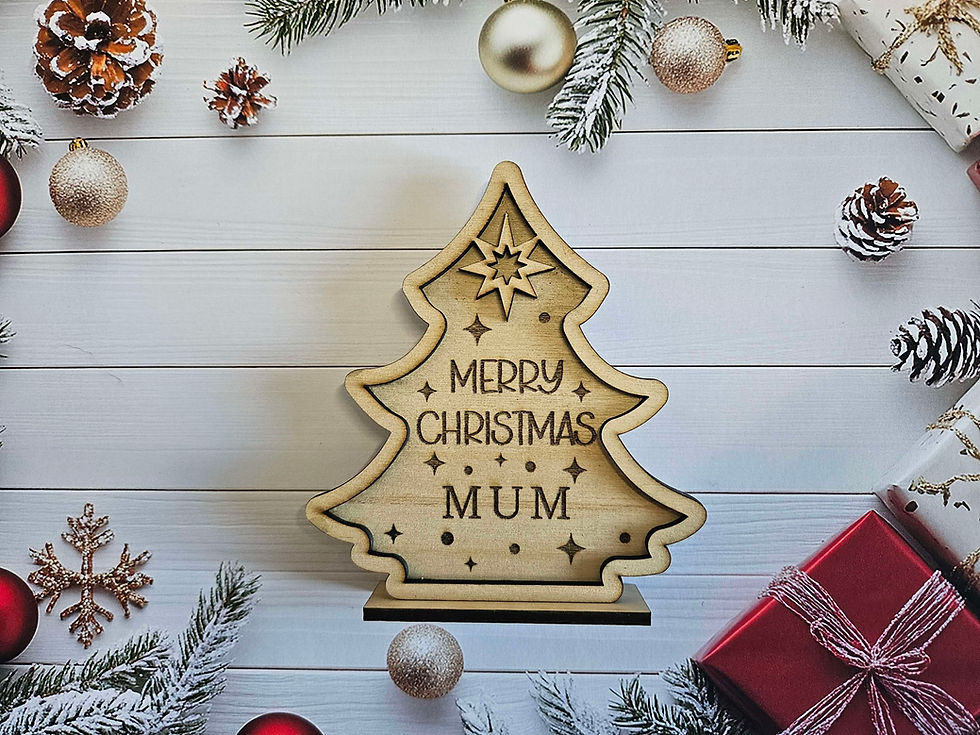 Thumbnail: Personalised Christmas Standing Tree Place Name / Table Decoration