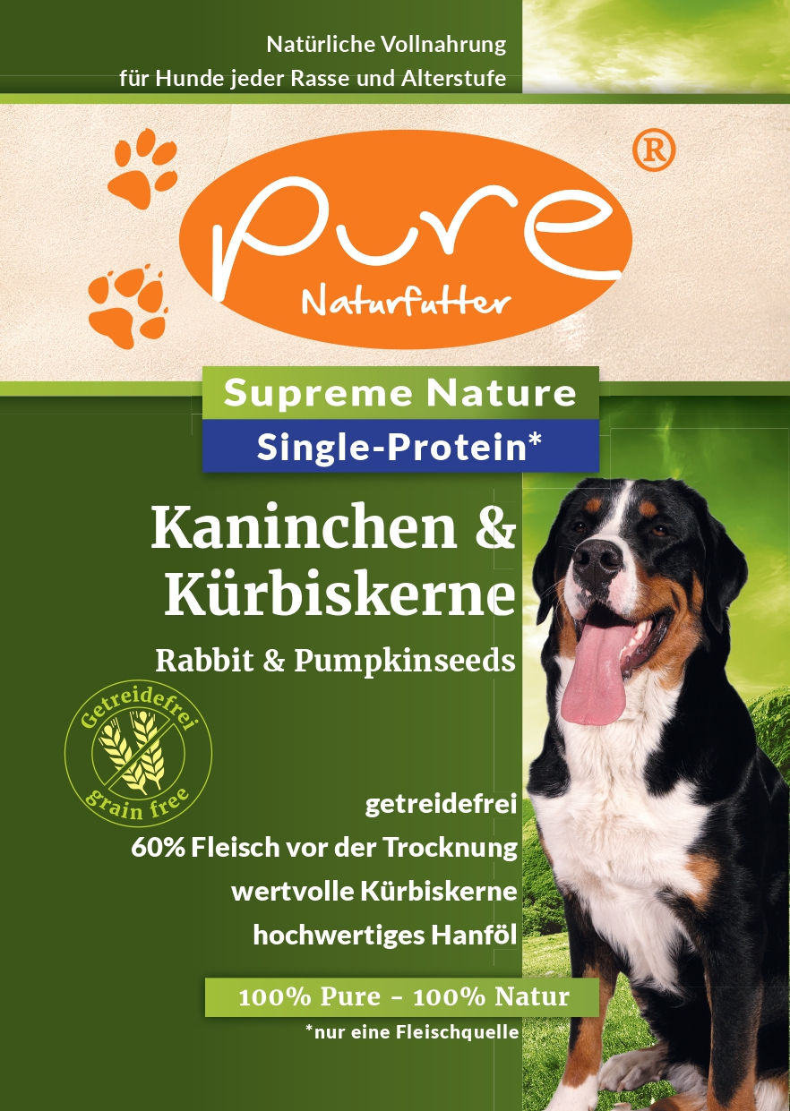 PURE Kaninchen & Kürbiskerne – Getreidefreies Single-Protein Hundefutter