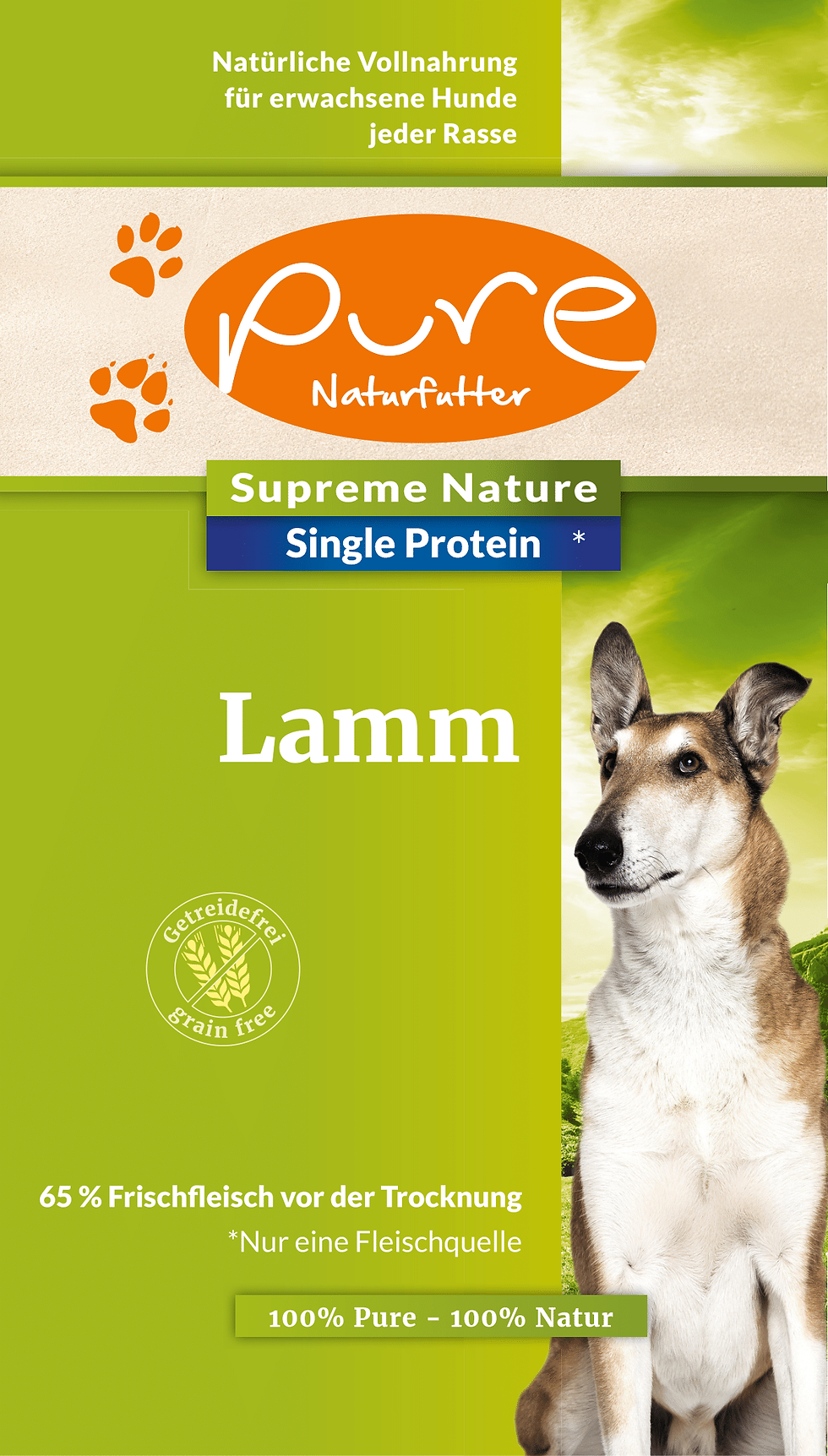PURE Supreme Nature Dog Lamm – Getreidefreies Trockenfutter mit 65 % Lamm