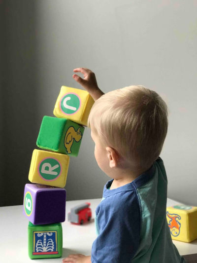 Toddler stacking blocks