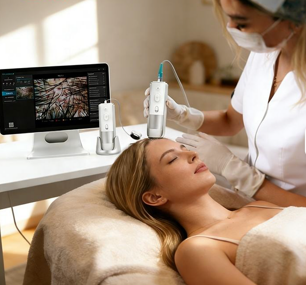 Close-up view of a serene spa environment with scalp treatment products