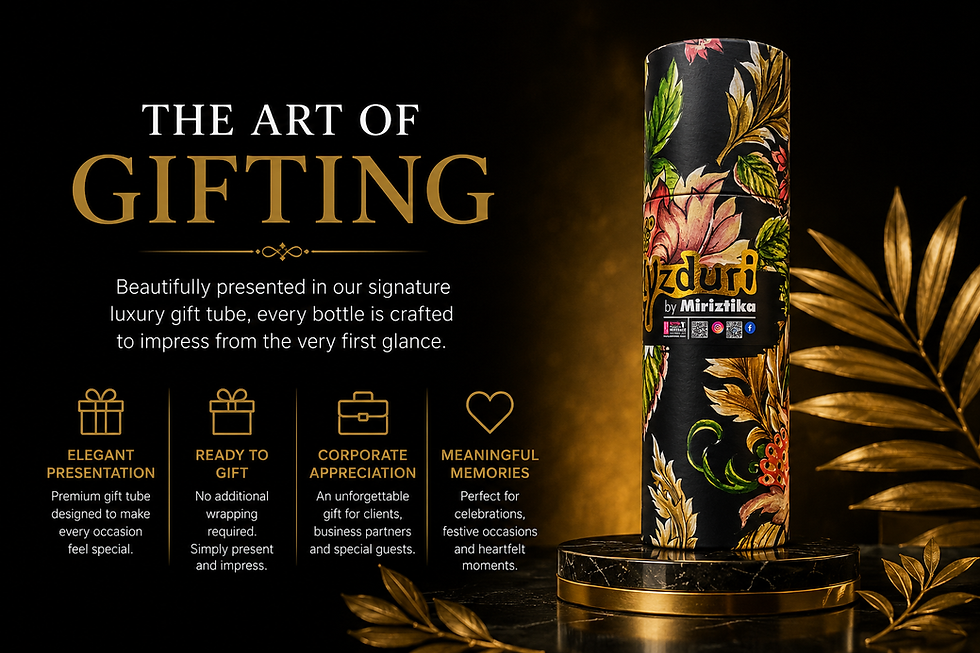 Luxury Malaysian gift set featuring a premium handcrafted fruit liqueur in an elegant gift tube, ideal for corporate gifts, family celebrations and authentic Malaysian souvenirs.