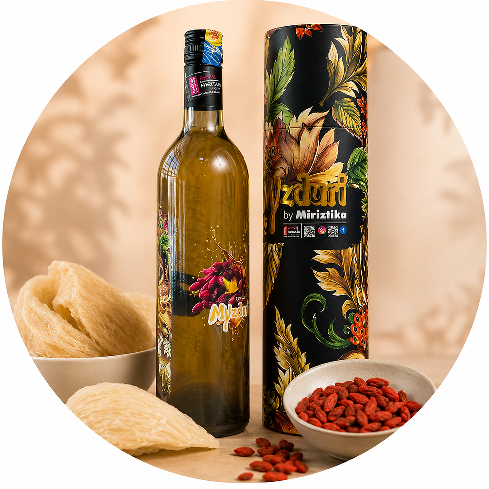 Bird's nest, goji berries and honey used in Myzduri Premium Malaysian Bird's Nest Cocktail Liqueur