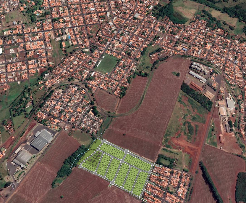 vista aérea do terreno