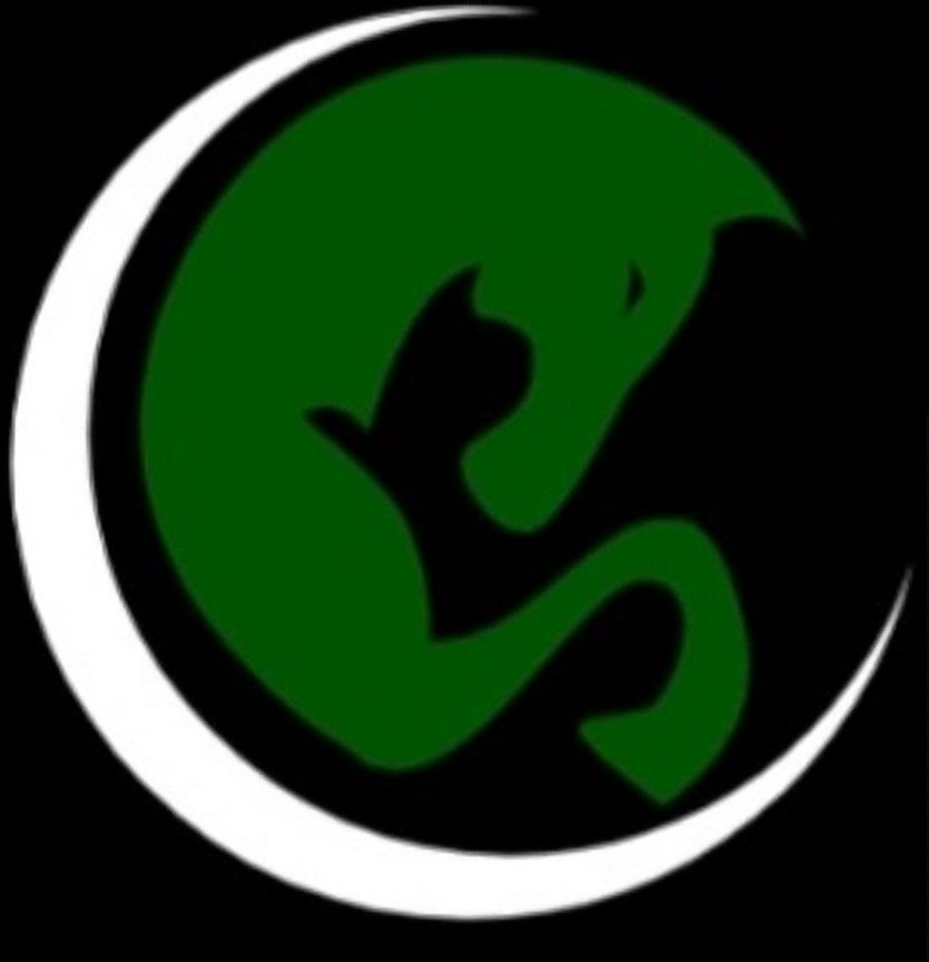 Green equestrian horse logo with white crescent moon