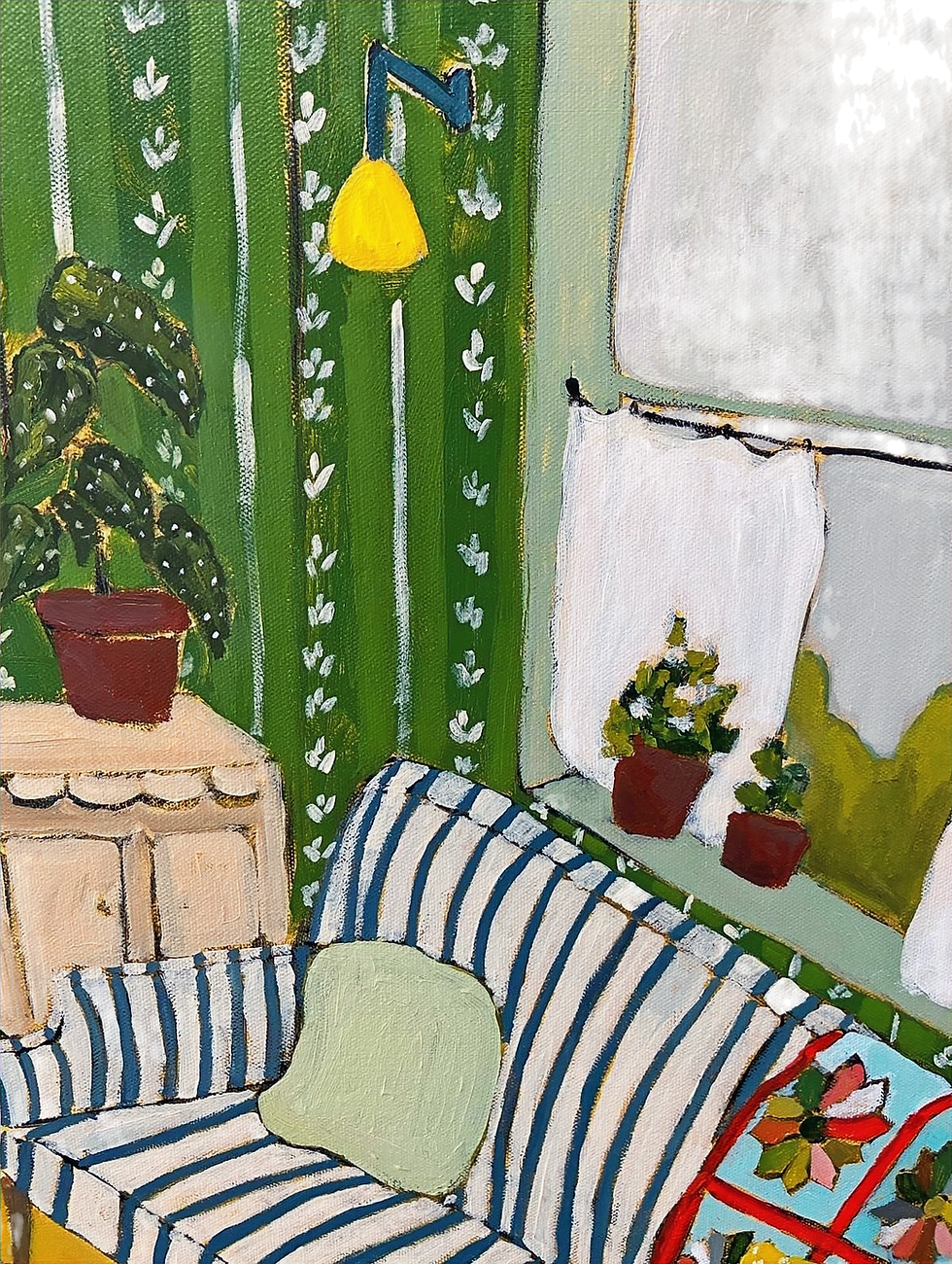 Dipinto raffigurante l'interno di un salotto