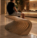Modern Bench in Luxury Hotel Lobby – Sculptural Curved Wooden Seating with Parametric Design