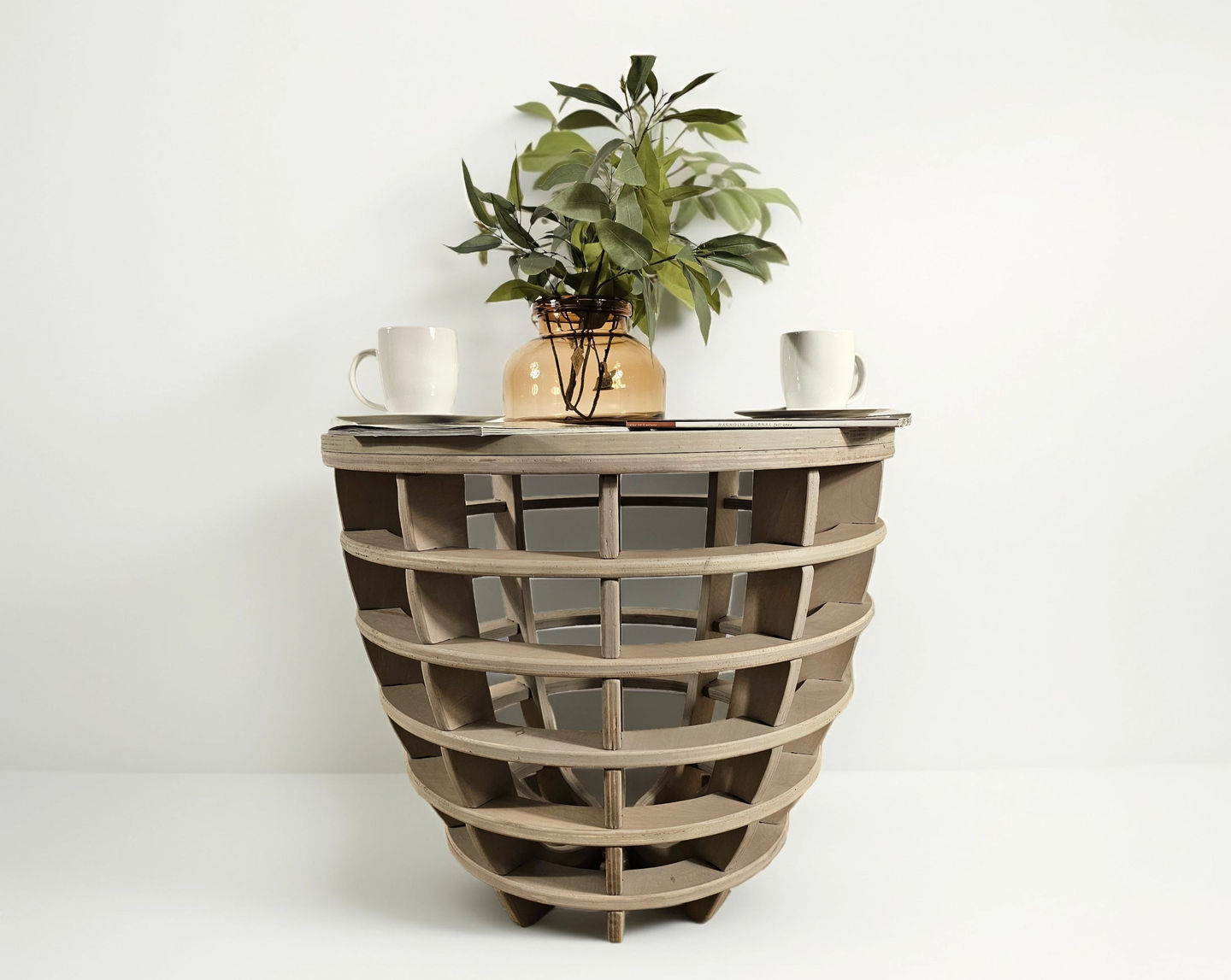 outdoor modern wooden coffee table round shape