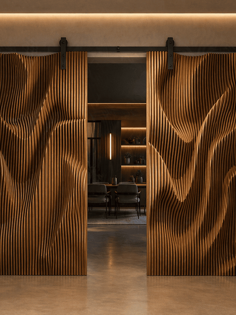 modern barn sliding door wood sculptural architectural design