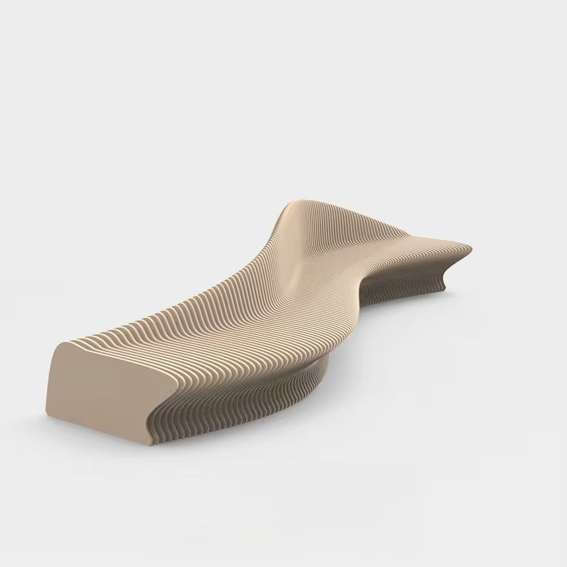 Parametric wood benches outdoor "Flow Bench"