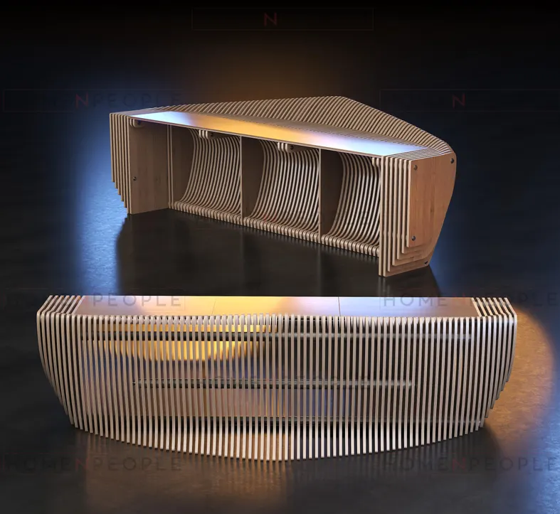 Custom Wooden Parametric Reception Desk "Parametric Trio"