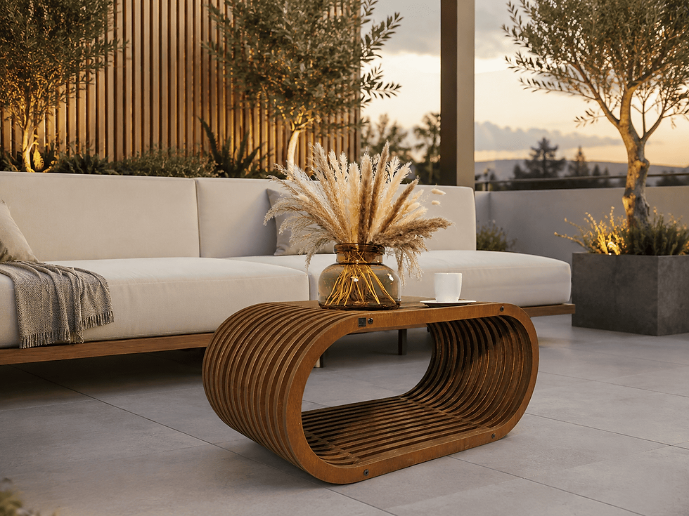 modern wooden coffee table parametric design oval shape