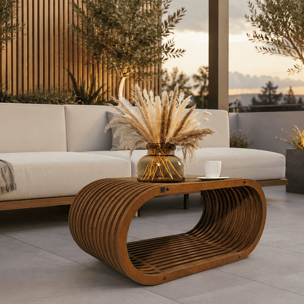 modern wooden coffee table parametric design oval shape