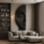 Parametric 3D wooden wall panel with an abstract face design, custom-made in the USA