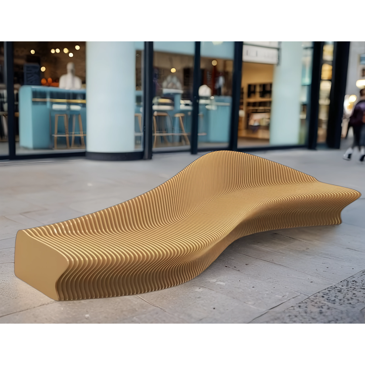 Parametric wood benches outdoor "Flow Bench"Designer Bench for Commercial Spaces: When Art Meets Functional