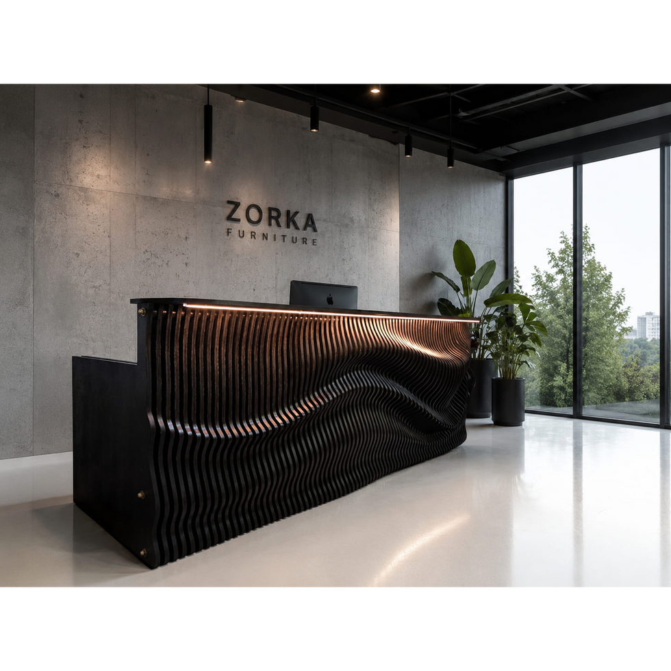 Custom bar counter USA with parametric plywood front design, modern style, made to order with customizable size and color.